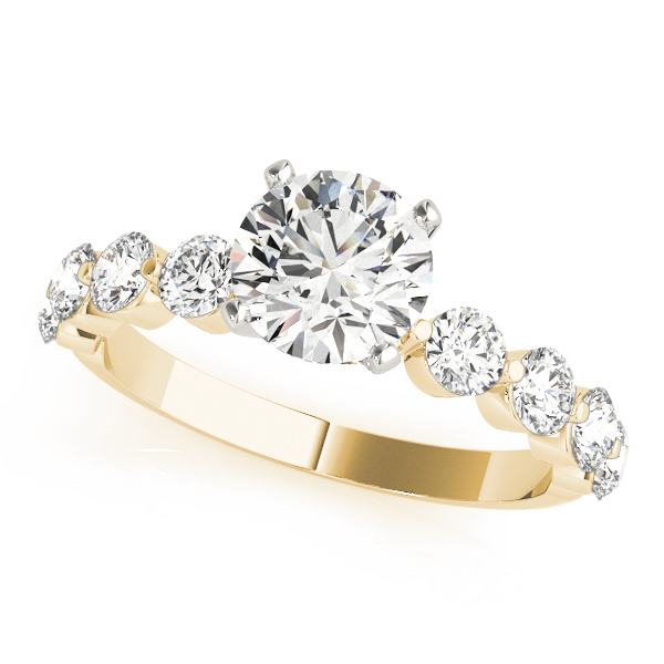 Agnes Lab Grown Diamond Yellow Gold 4 Prong Side Stone Engagement Ring