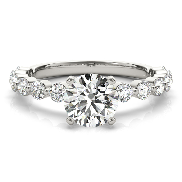 0.2 Ct Lab-Created Diamond Round Cut Sharmi  Side Stone Engagement Rings in Silver 925