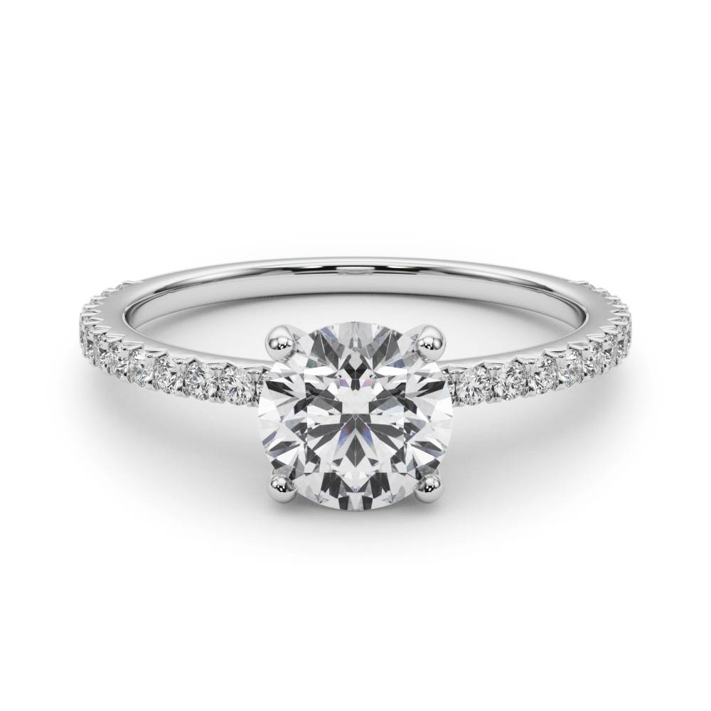 0.2 Ct Lab-Created Diamond Round Cut Alta  Side Stone Engagement Rings in Silver 925
