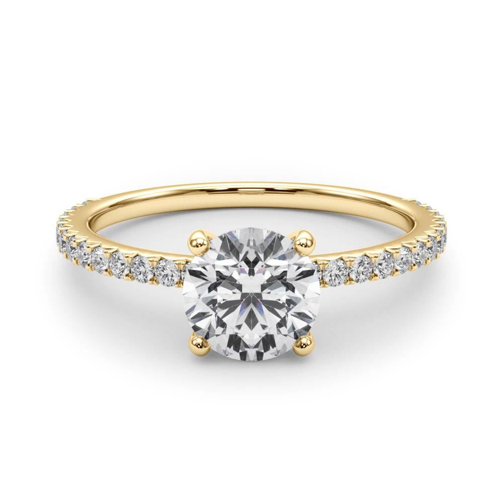 Alta Lab Grown Diamond Yellow Gold 4 Prong Side Stone Engagement Ring