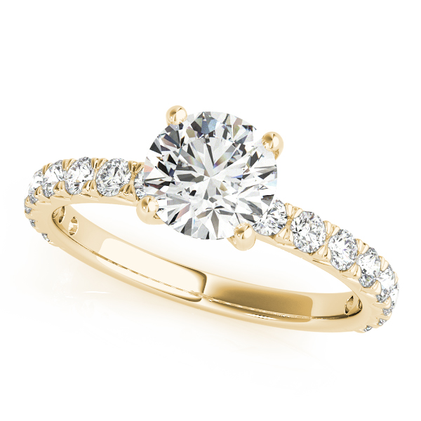 Berlin Lab Grown Diamond Yellow Gold 4 Prong Side Stone Engagement Ring