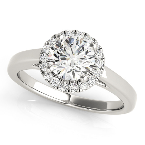 0.2 Ct Natural Round Cut Lumi Halo Diamond Rings in Silver 925