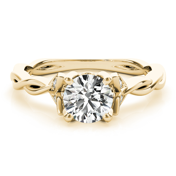 Chit Lab Grown Yellow Gold 4 Prong Side Stone Diamond Ring