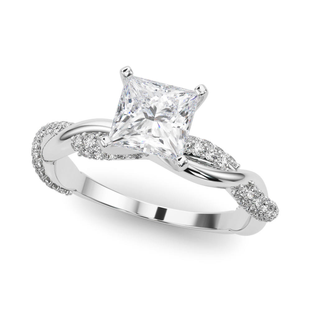 Zavien Natural Diamond 4 Prong Setting Side Stone Engagement Ring
