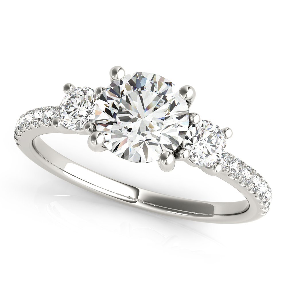 0.2 Ct Natural Diamond Round Cut Yasirah  Trilogy Engagement Rings in Silver 925