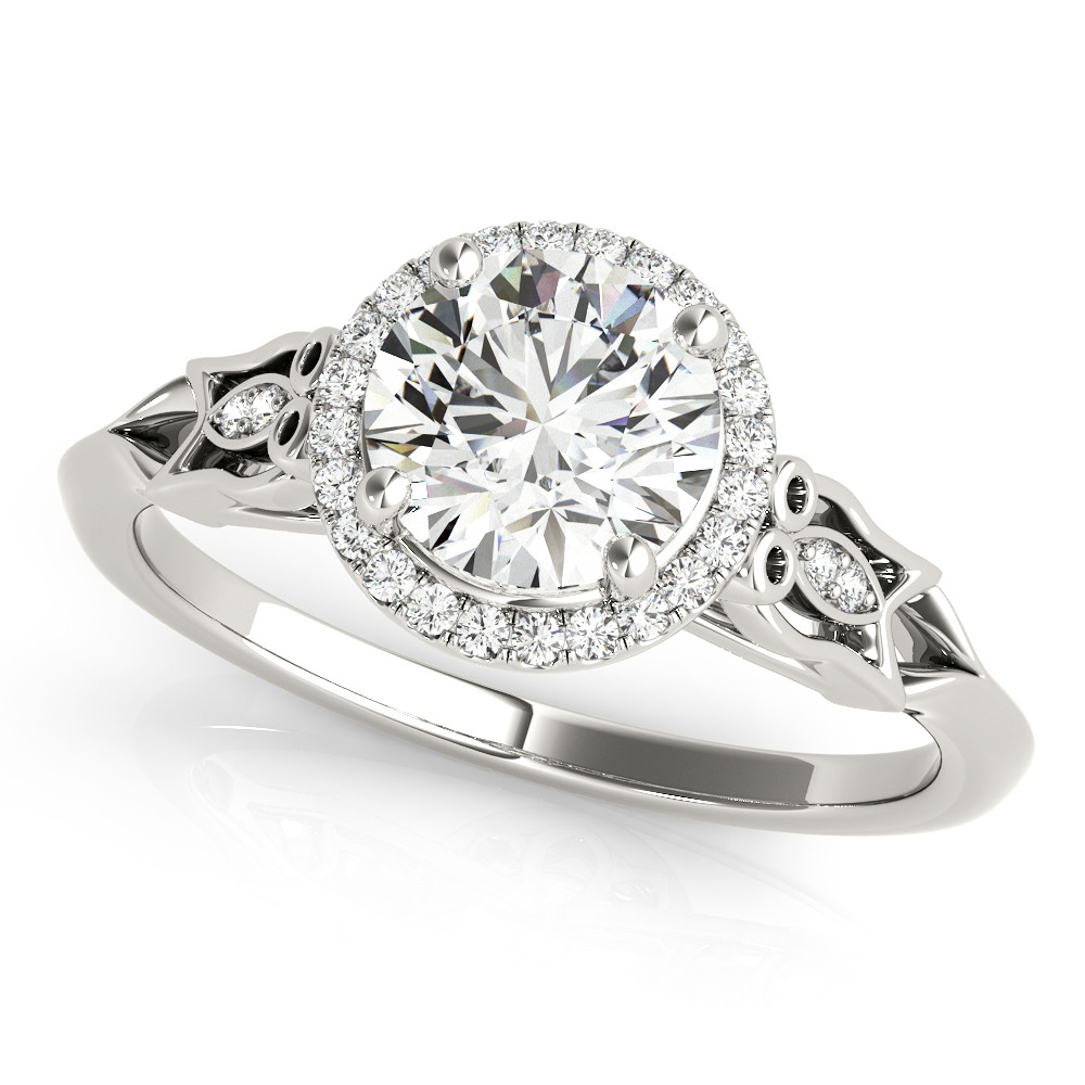 0.2 Ct Natural Round Cut Janice  Halo Diamond Rings in Silver 925