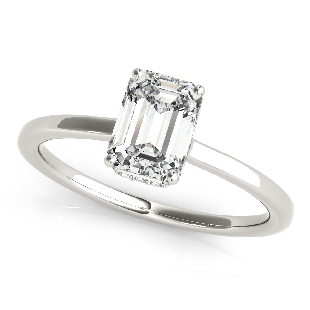 0.2 Ct Natural Emerald Cut Lylah Halo Diamond Rings in Silver 925