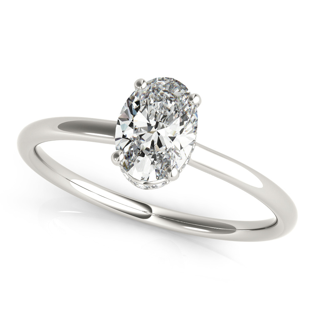 0.2 Ct Natural Oval Cut Laney Halo Diamond Rings in Silver 925