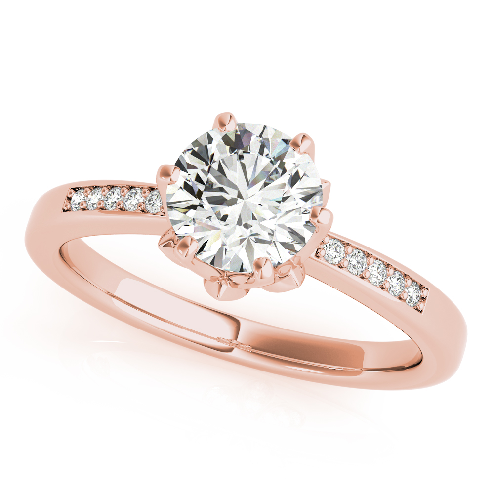 Zarina Natural Diamond Rose Gold 4 Prong Setting Side Stone Engagement Ring