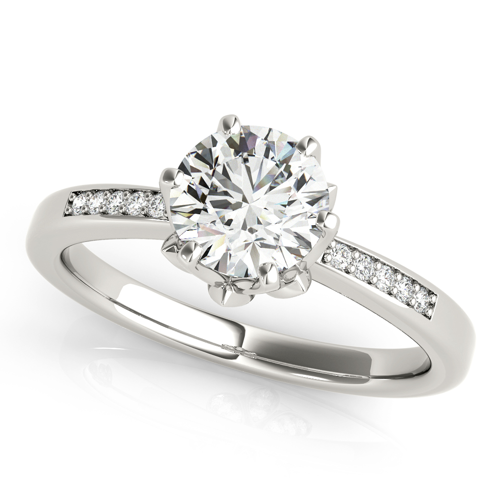 Zarina Natural Diamond 4 Prong Setting Side Stone Engagement Ring