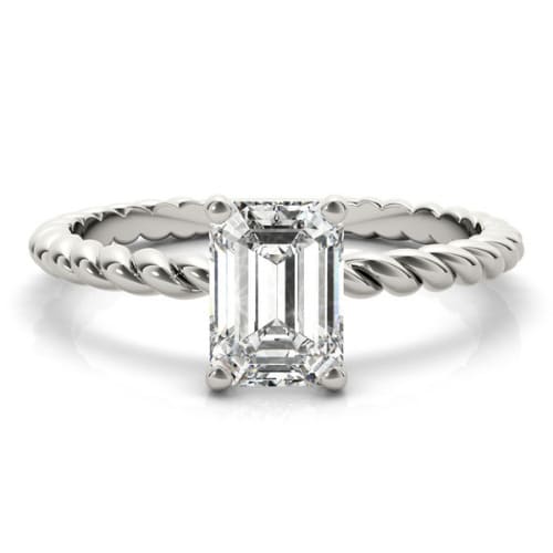 0.2 Ct Lab-Created Diamond Emerald Cut Nyaja  Classic Solitaire Engagement Rings in Silver 925