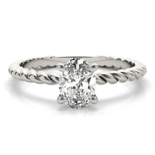 0.1 Ct Lab-Created Diamond Oval Cut Natavia  Classic Solitaire Engagement Rings in Silver 925