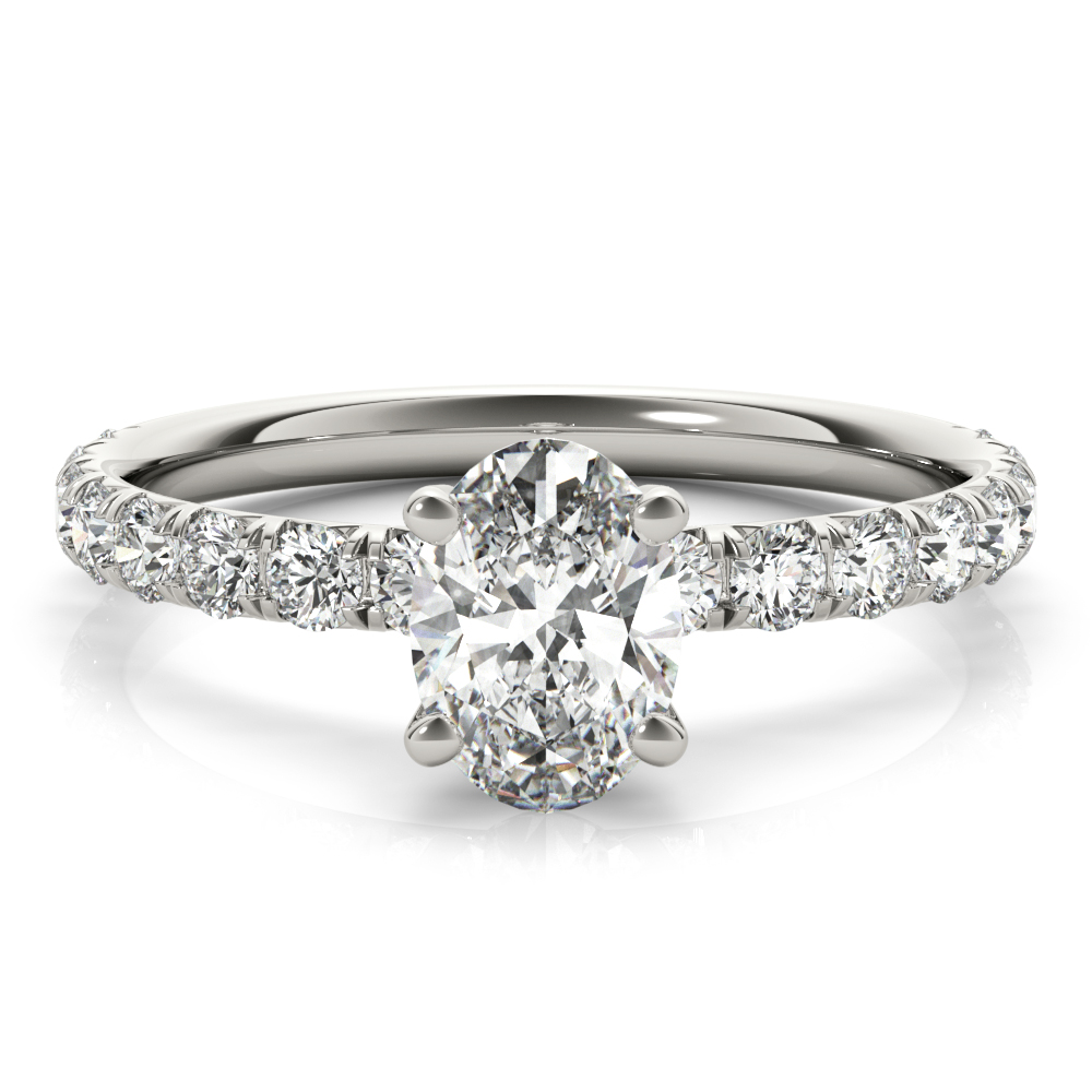 0.2 Ct Lab-Created Diamond Oval Cut Rosaly  Side Stone Engagement Rings in Silver 925