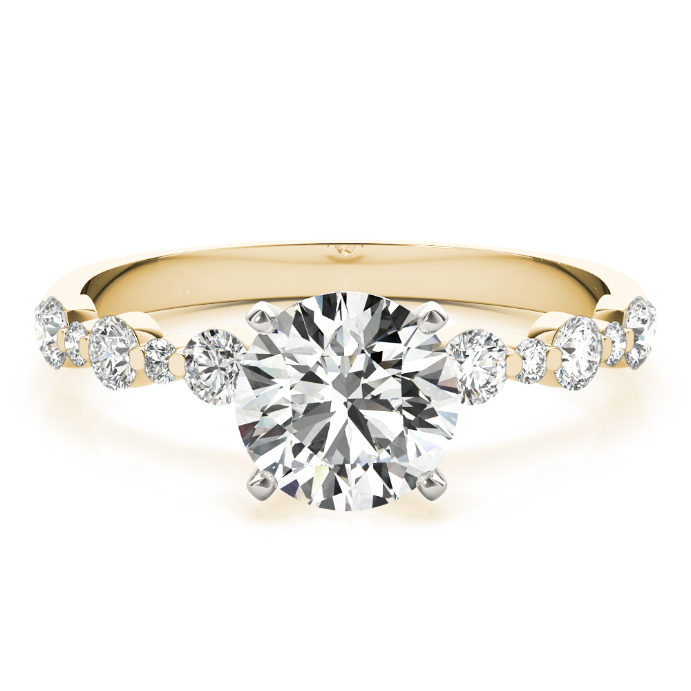 Hudsyn Lab Grown Diamond Yellow Gold 4 Prong Side Stone Engagement Ring