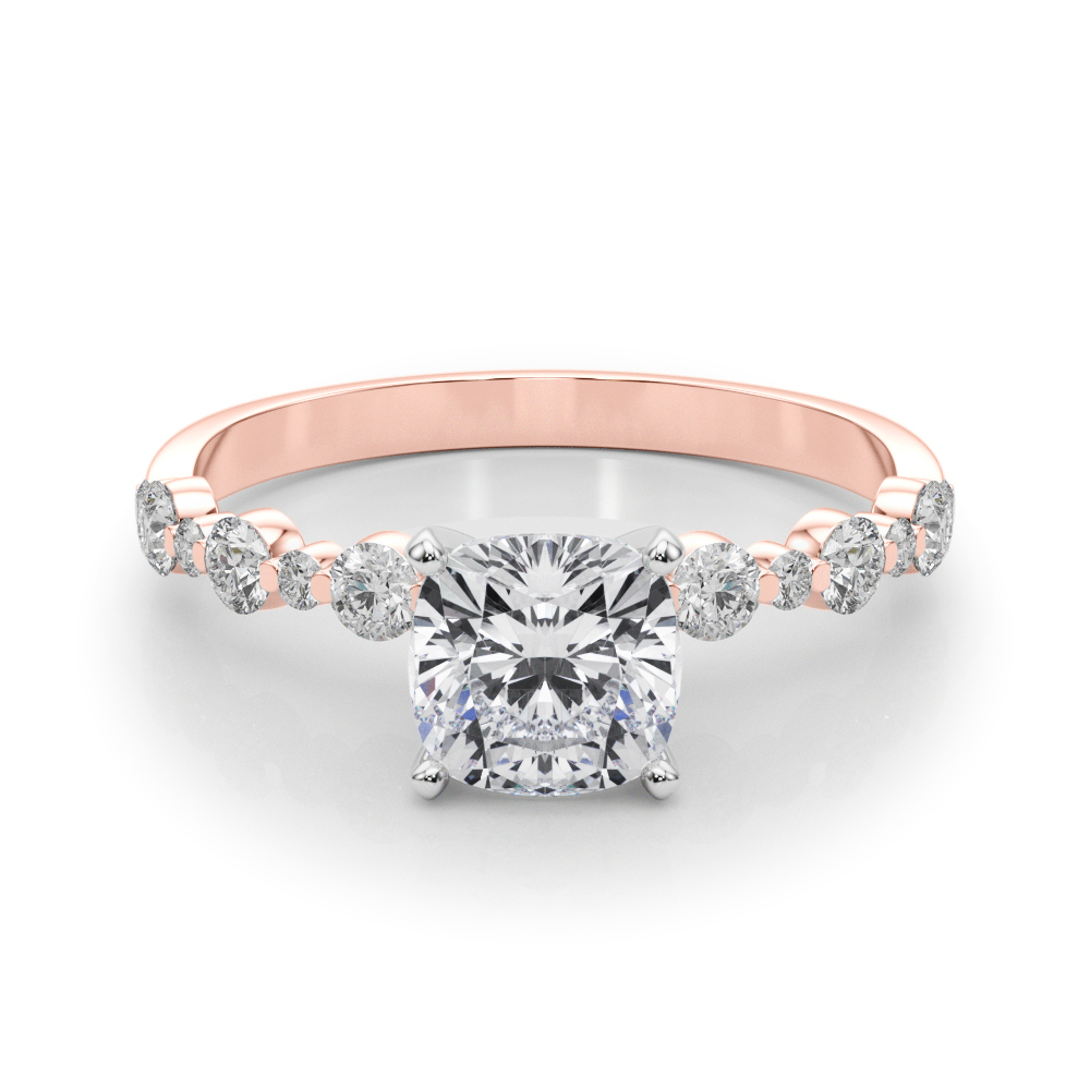 Hudsyn Lab Grown Diamond Rose Gold 4 Prong Side Stone Engagement Ring