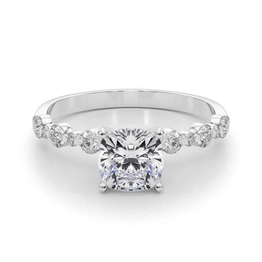 0.2 Ct Lab-Created Diamond Cushion Cut Hudsyn  Side Stone Engagement Rings in Silver 925