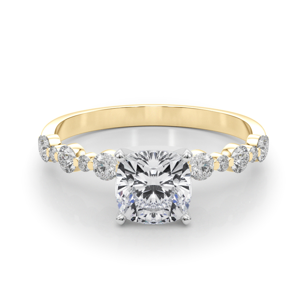 Hudsyn Lab Grown Diamond Yellow Gold 4 Prong Side Stone Engagement Ring