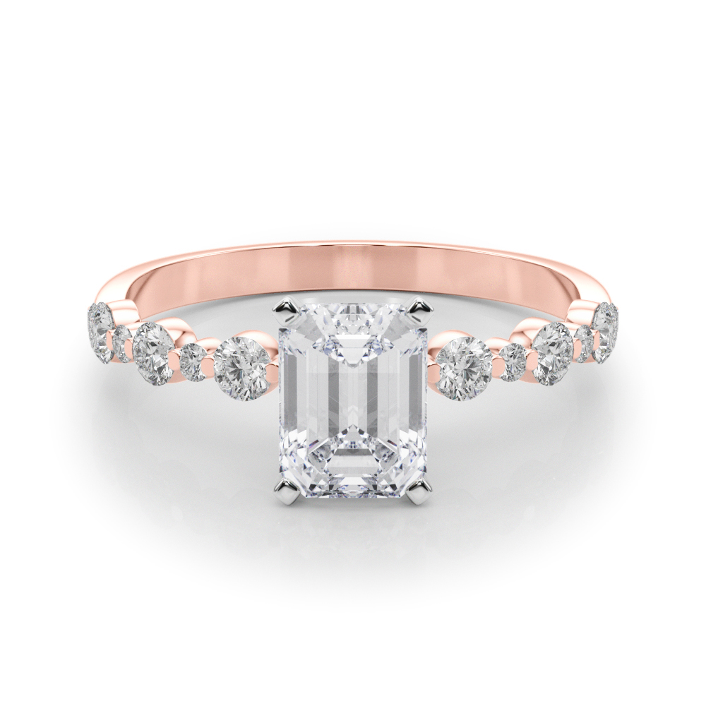 0.2 Ct Lab Grown Diamond Emerald Cut Hudsyn  Side Stone Engagement Rings in Silver 925