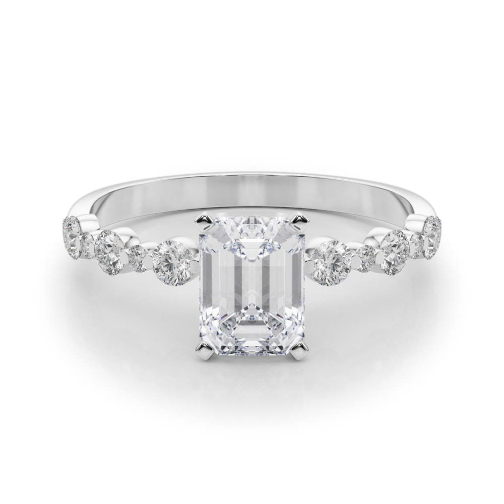 0.2 Ct Lab-Created Diamond Emerald Cut Hudsyn  Side Stone Engagement Rings in Silver 925