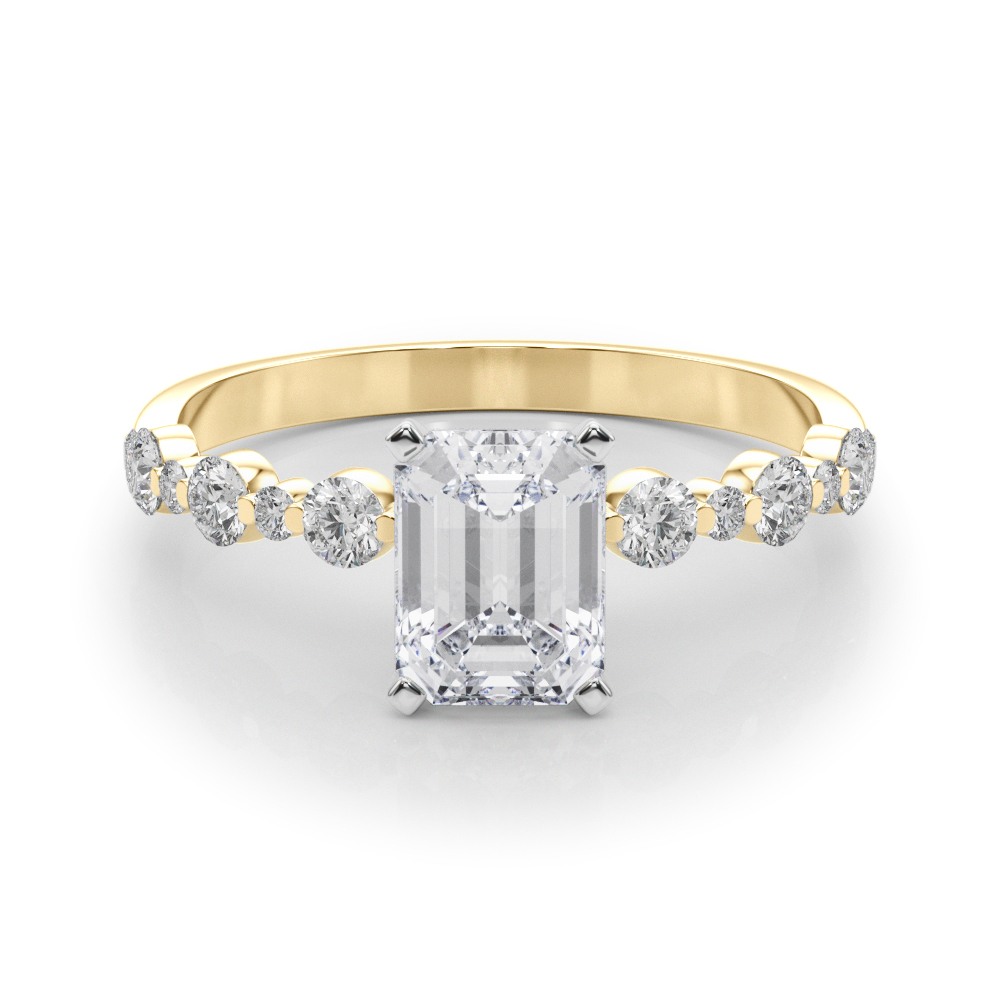 Hudsyn Lab Grown Diamond Yellow Gold 4 Prong Side Stone Engagement Ring
