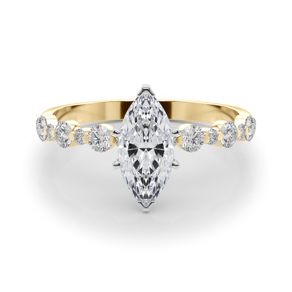 0.2 Ct Lab Grown Diamond Marquise Cut Hudsyn  Side Stone Engagement Rings in Silver 925