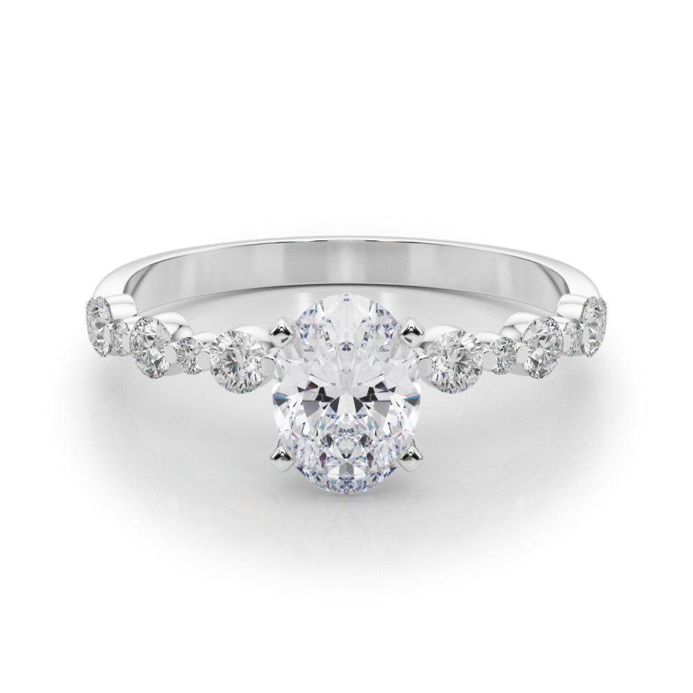 0.2 Ct Lab-Created Diamond Oval Cut Hudsyn  Side Stone Engagement Rings in Silver 925