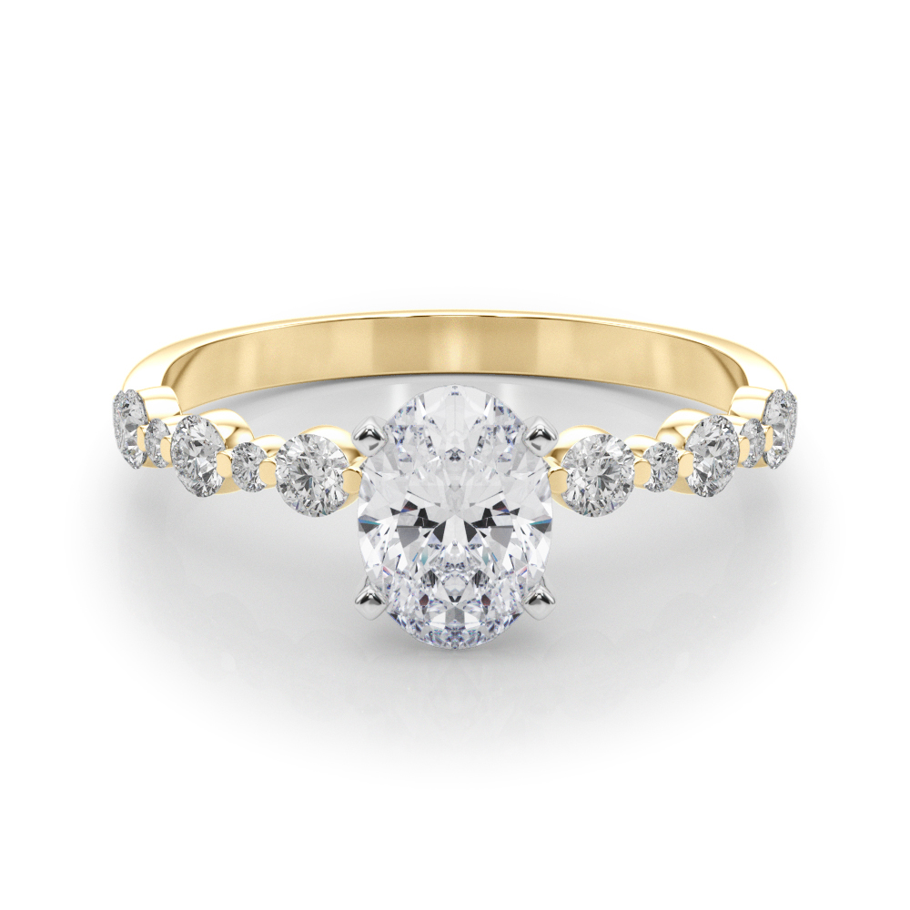 Hudsyn Lab Grown Diamond Yellow Gold 4 Prong Side Stone Engagement Ring