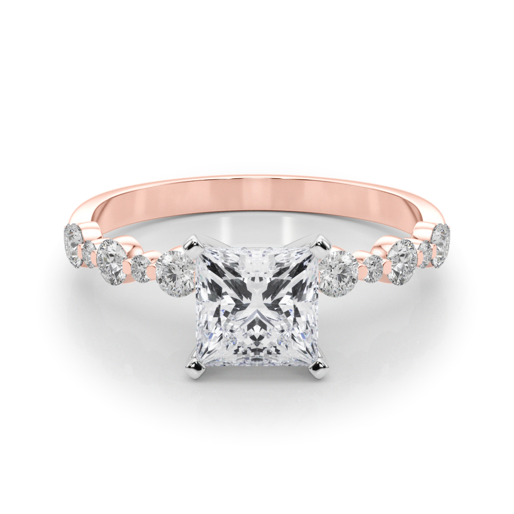0.2 Ct Lab Grown Diamond Princess Cut Hudsyn  Side Stone Engagement Rings in Silver 925