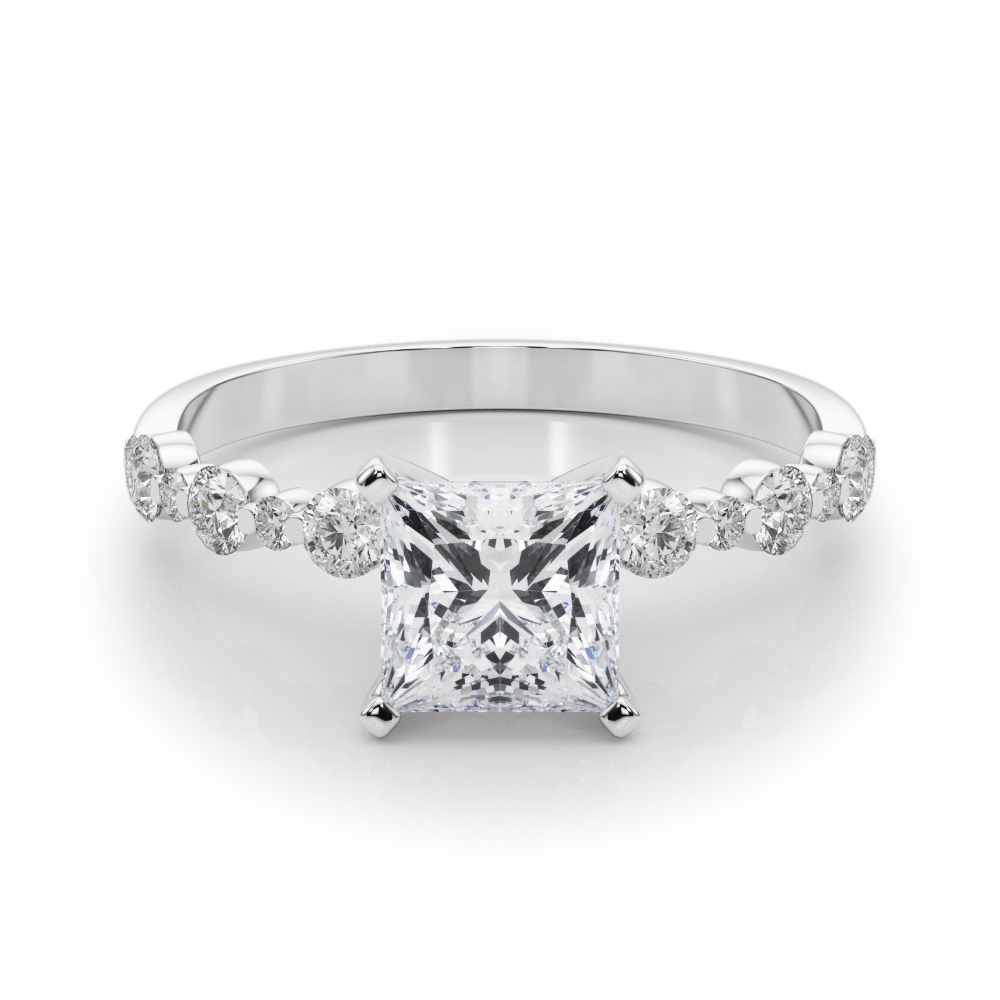 0.2 Ct Lab-Created Diamond Princess Cut Hudsyn  Side Stone Engagement Rings in Silver 925