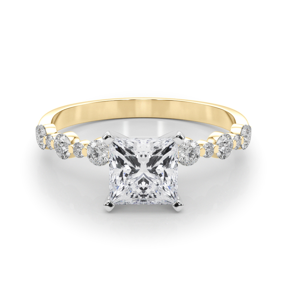Hudsyn Lab Grown Diamond Yellow Gold 4 Prong Side Stone Engagement Ring