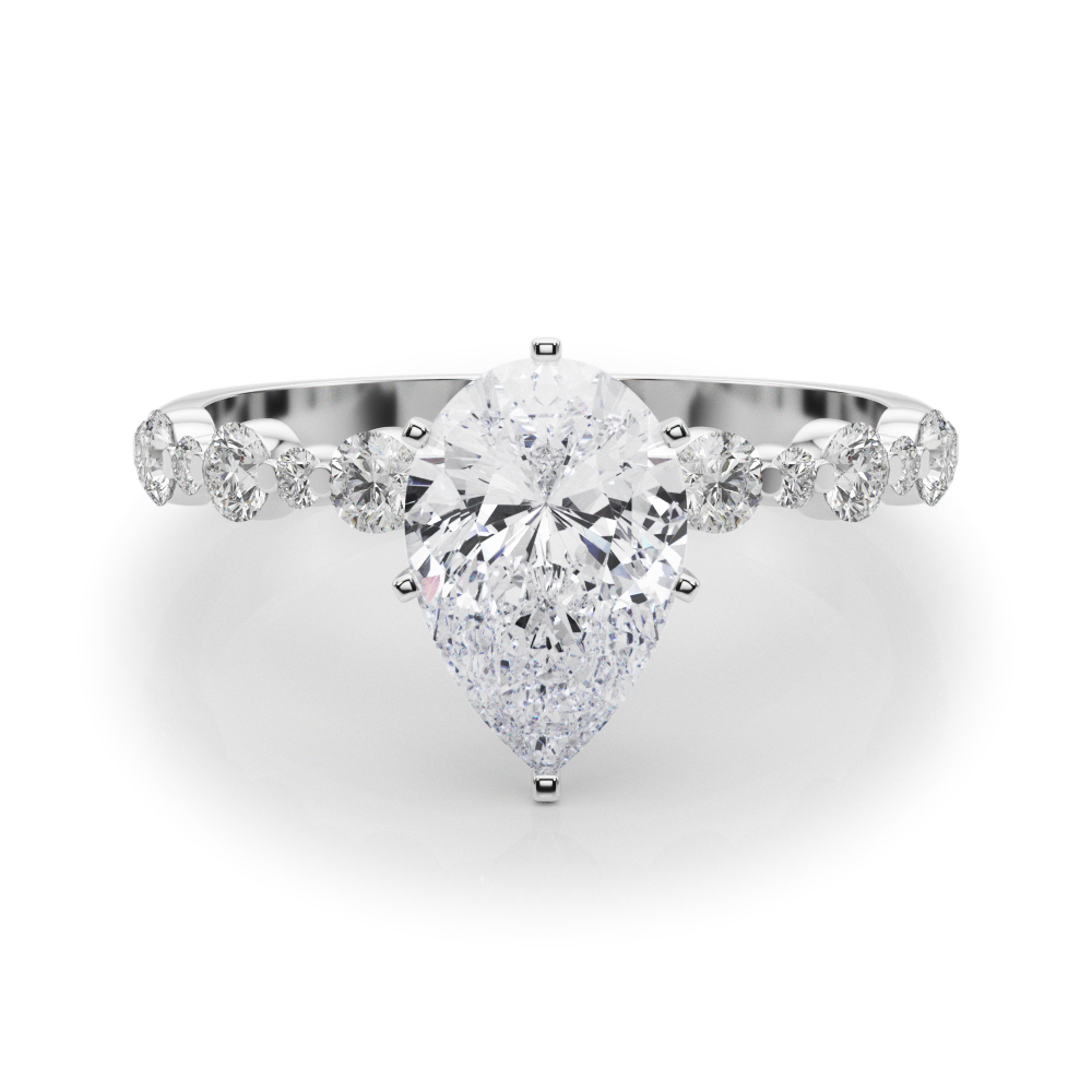 0.2 Ct Lab-Created Diamond Pear Cut Hudsyn  Side Stone Engagement Rings in Silver 925