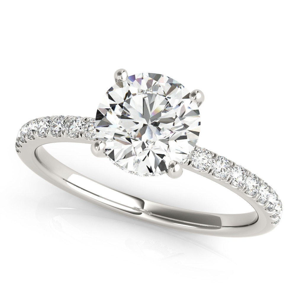 0.2 Ct Natural Round Cut Legacy Halo Diamond Rings in Silver 925