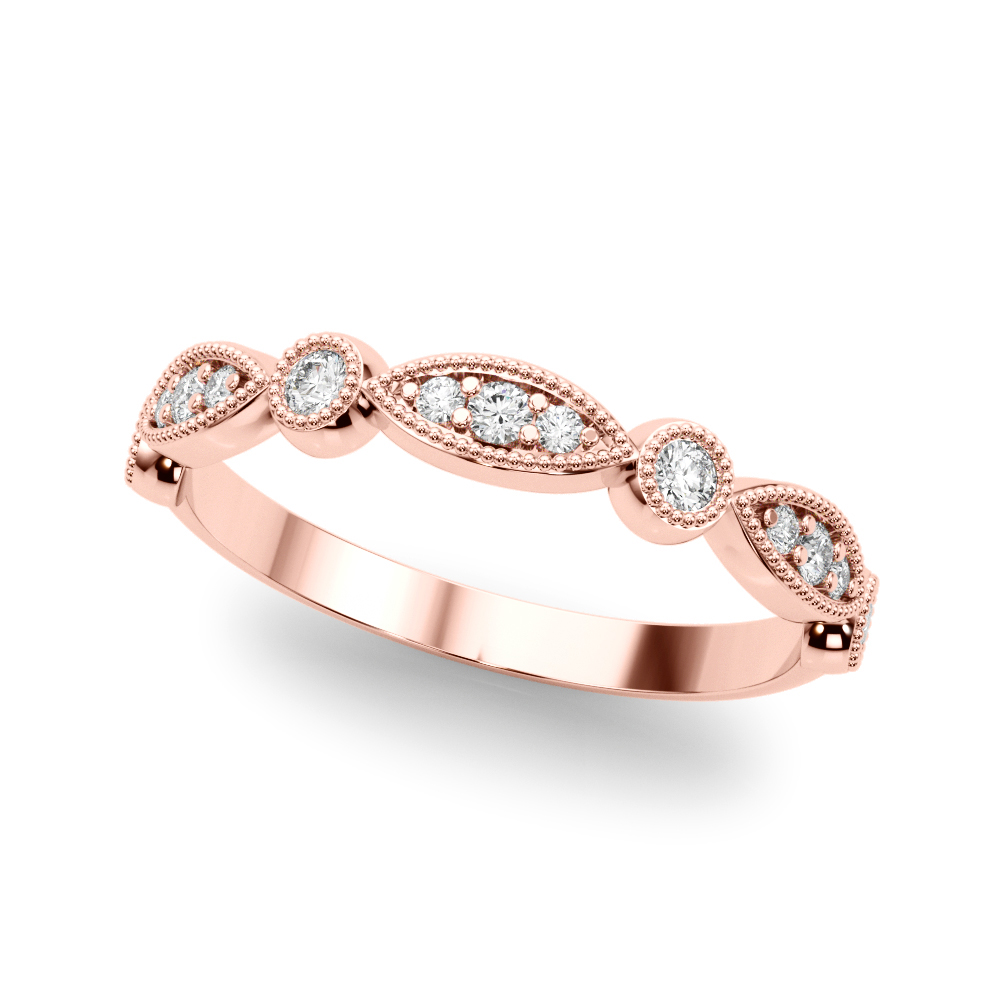 Zoya Lab Grown Rose Gold 	Milgrain Set  Diamond Ring