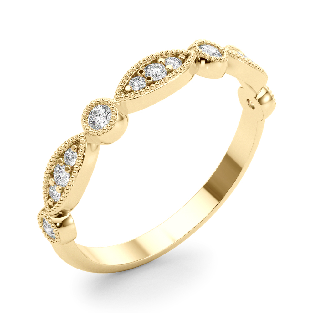 Zoya Lab Grown Yellow Gold 	Milgrain Set  Diamond Ring