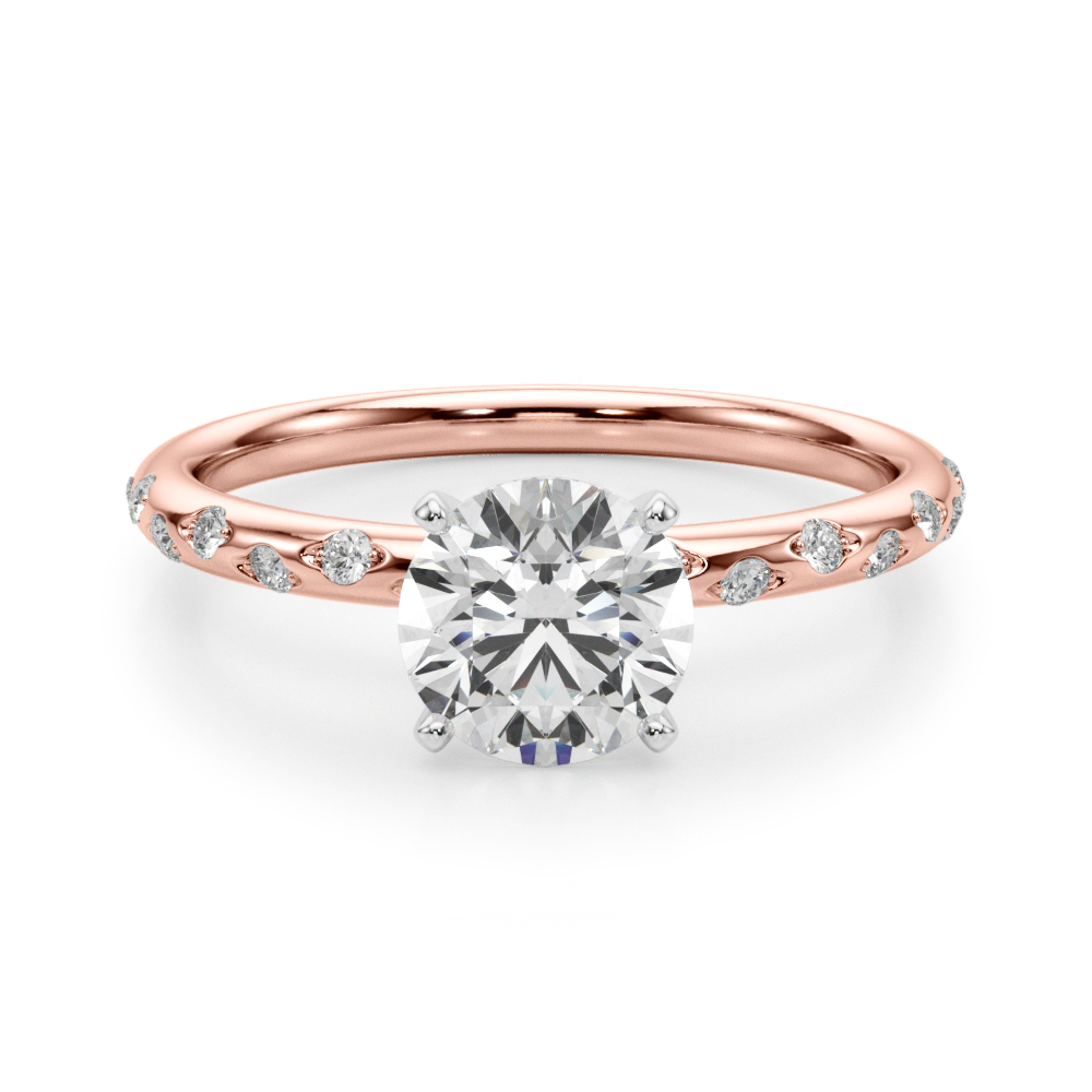 SunshineDiamonds Side Stone Engagement Rings in 9K Rose Gold and 0.50 Carat Lab Grown Diamond