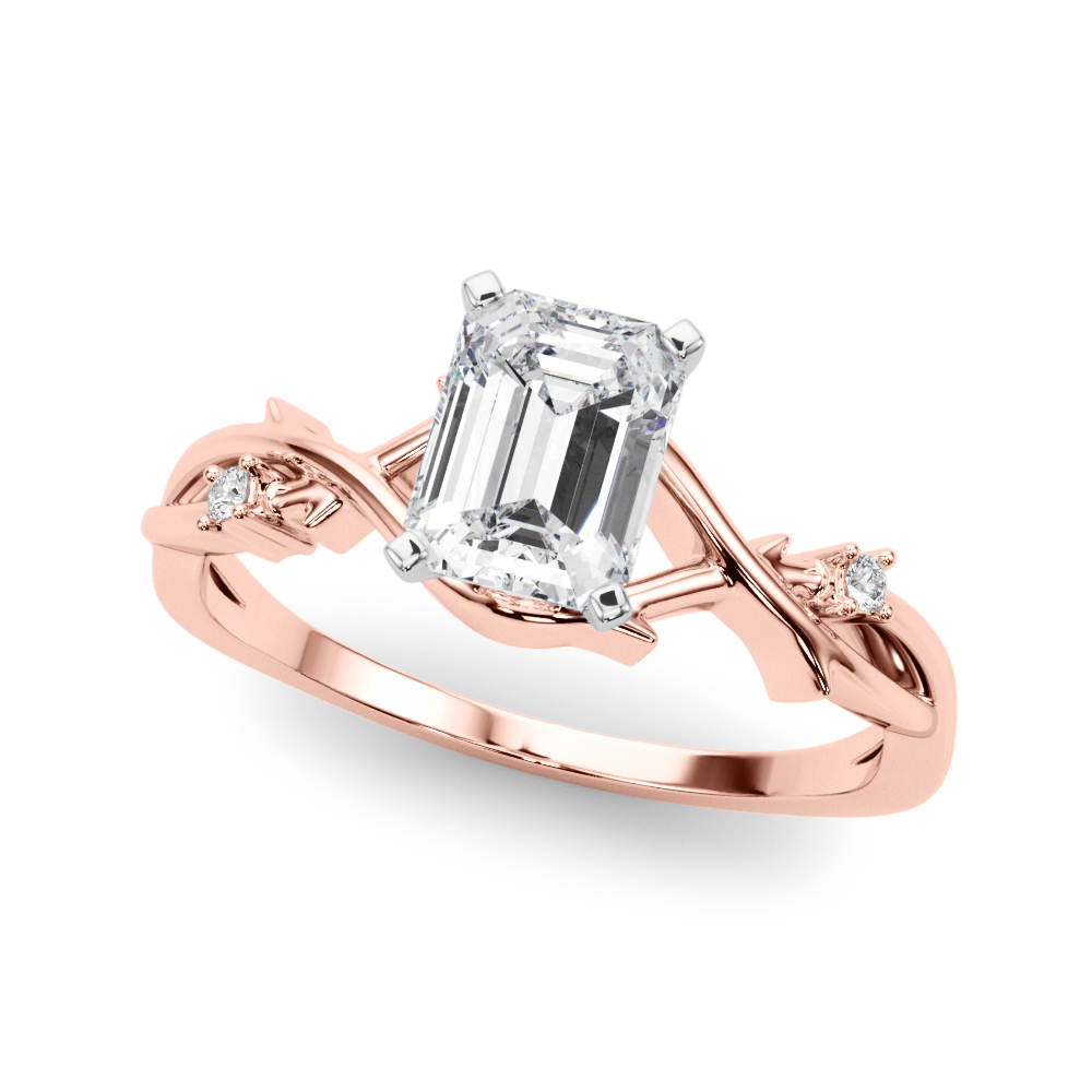 SunshineDiamonds Side Stone Engagement Rings in 9K Rose Gold and 0.50 Carat Lab Grown Diamond