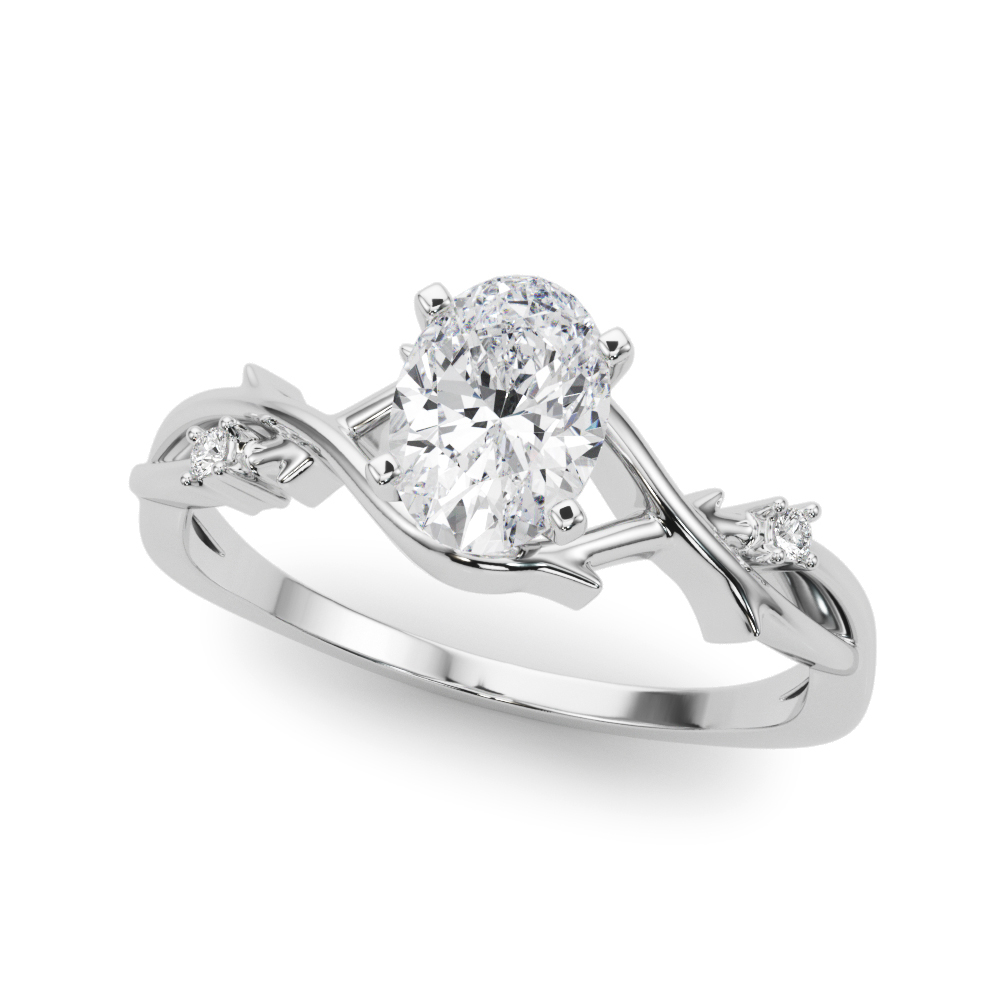 Zay Natural Diamond 4 Prong Setting Side Stone Engagement Ring