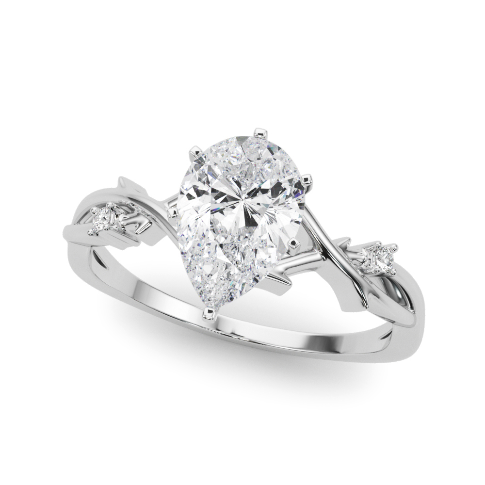 Zyron Natural Diamond 6 Prong Setting Side Stone Engagement Ring