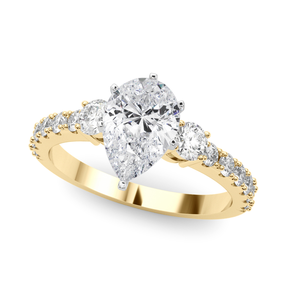 0.2 Ct Natural Diamond Pear Cut Yaalini  Trilogy Engagement Rings in Silver 925