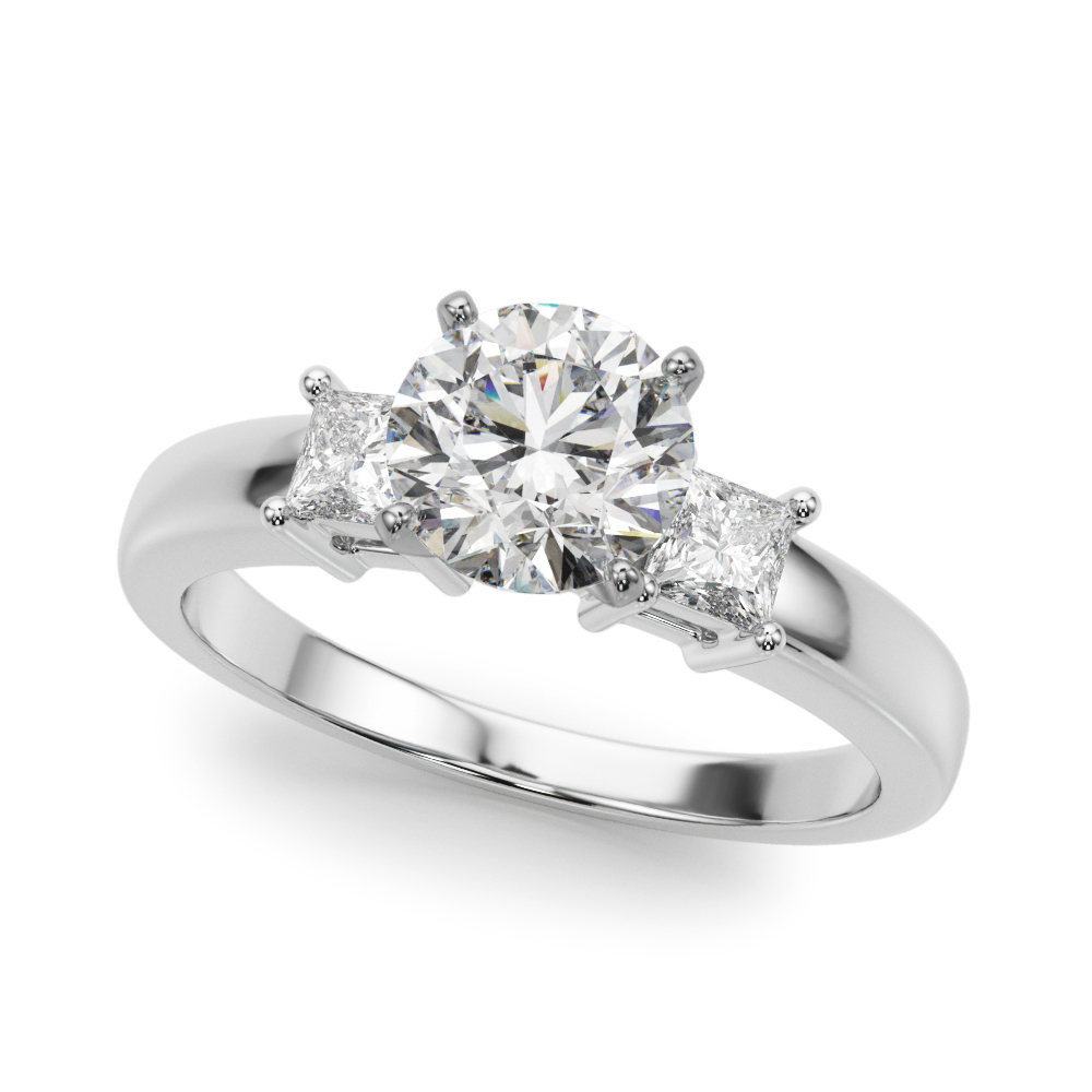0.2 Ct Natural Diamond Round Cut Yanci  Trilogy Engagement Rings in Silver 925
