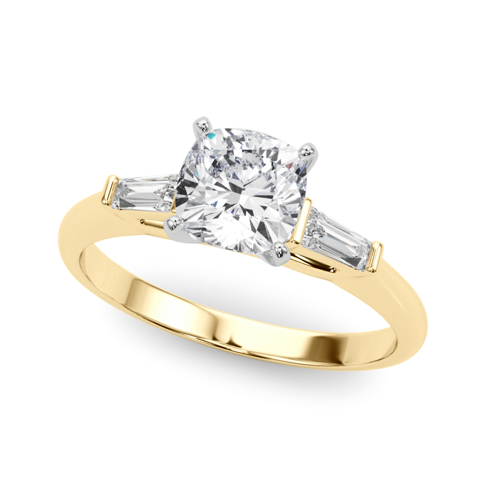 0.2 Ct Natural Diamond Cushion Cut Yume  Trilogy Engagement Rings in Silver 925