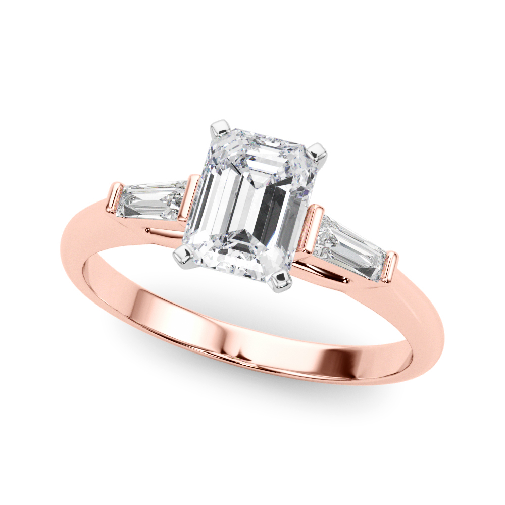 Yovana Lab Grown Diamond Rose Gold 4 Prong Set Trilogy Engagement Ring