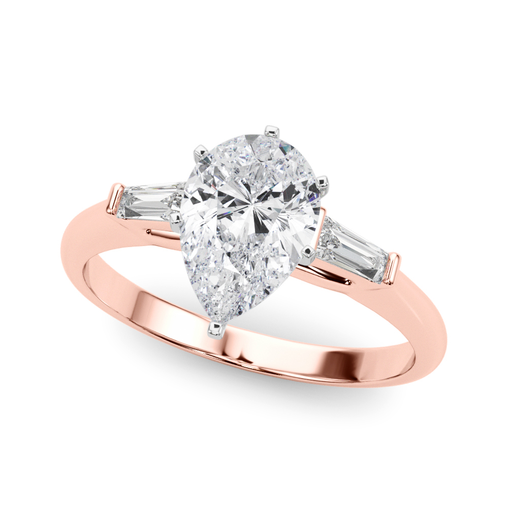 0.2 Ct Natural Diamond Pear Cut Yuria  Trilogy Engagement Rings in Silver 925