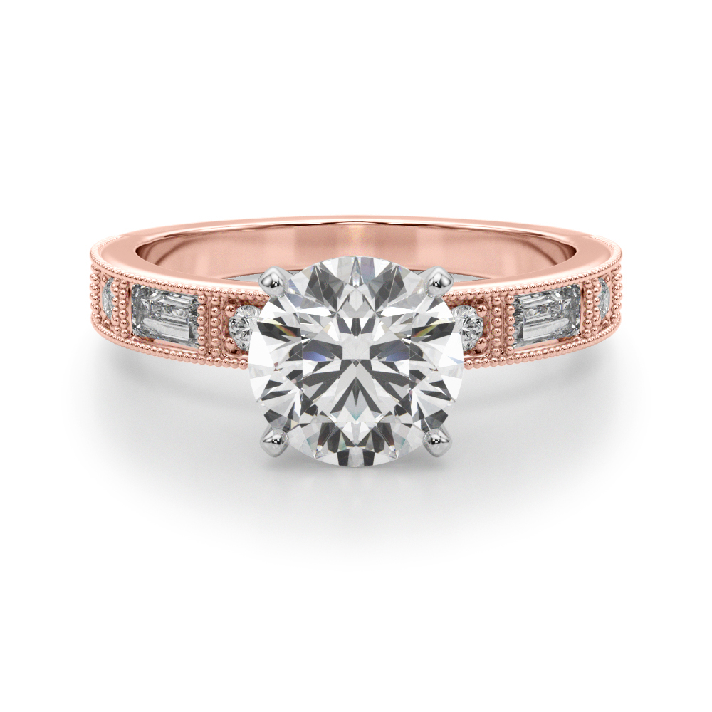 SunshineDiamonds Side Stone Engagement Rings in 9K Rose Gold and 0.20 Carat Lab Grown Diamond