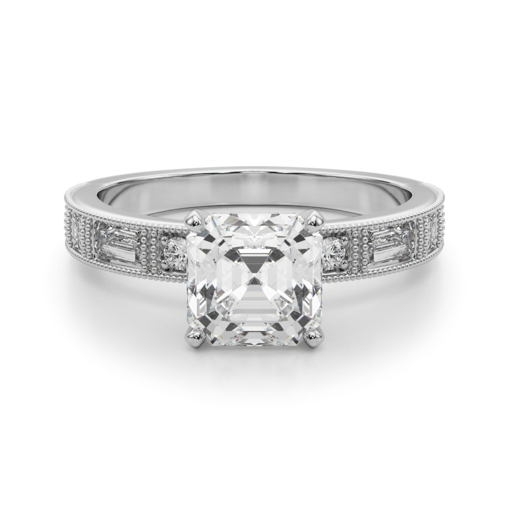 Steffni Lab Grown Diamond 4 Prong  Side Stone Engagement Ring