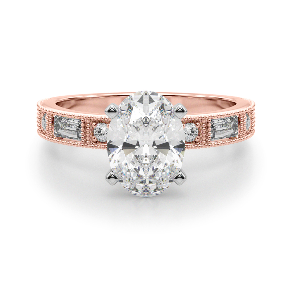 SunshineDiamonds Side Stone Engagement Rings in 9K Rose Gold and 0.50 Carat Lab Grown Diamond
