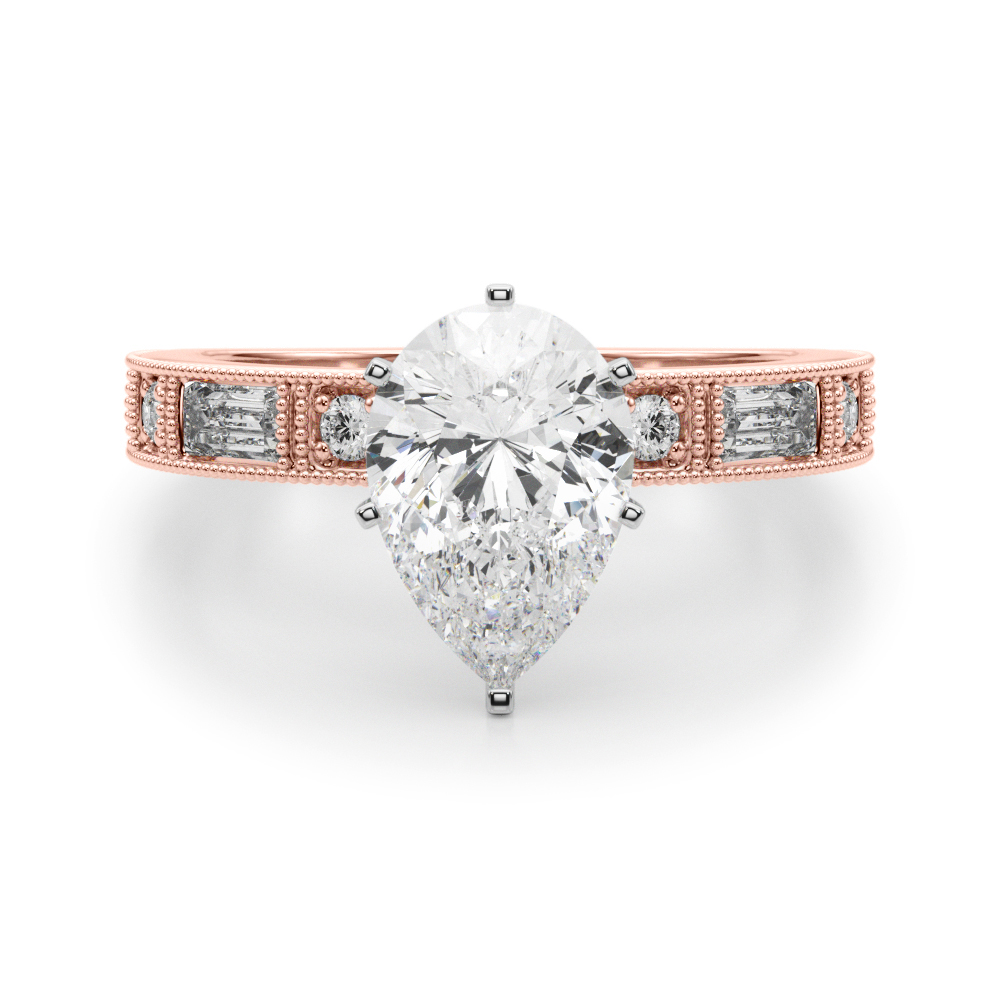 SunshineDiamonds Side Stone Engagement Rings in 9K Rose Gold and 2.00 Carat Lab Grown Diamond