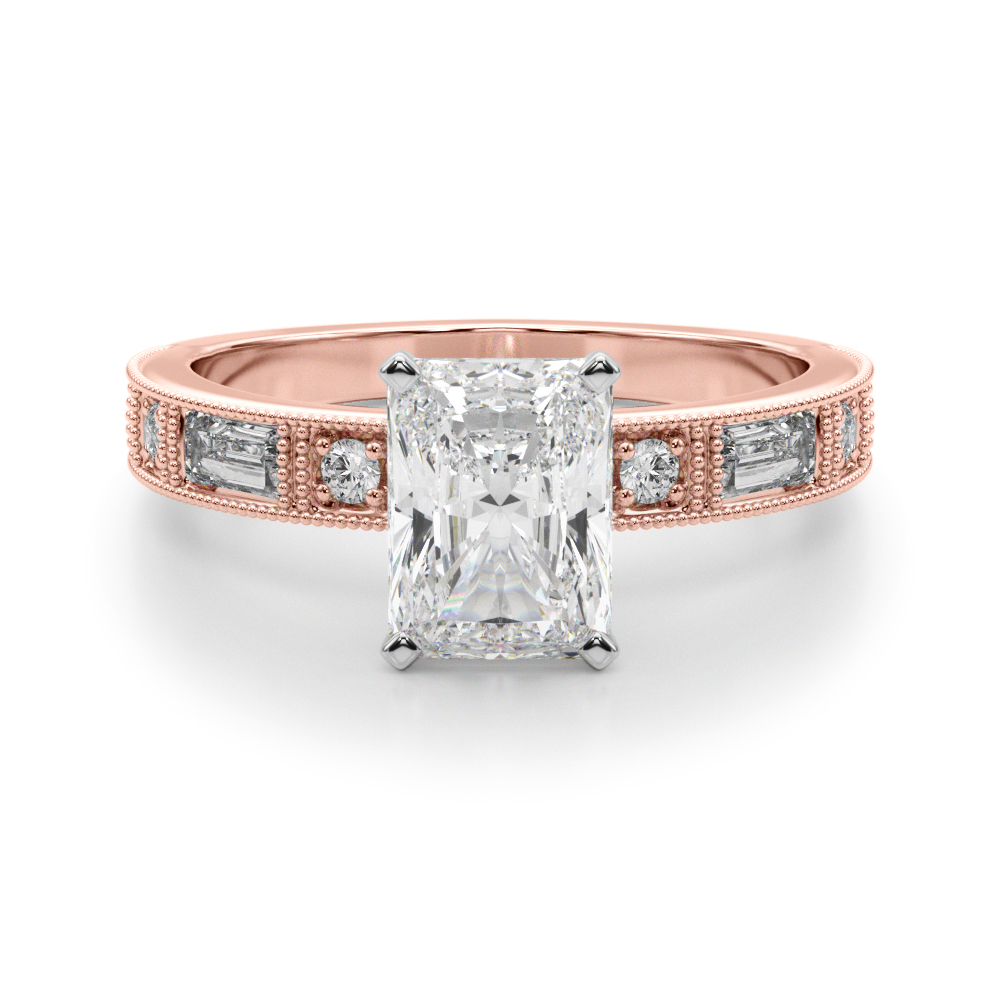 SunshineDiamonds Side Stone Engagement Rings in 9K Rose Gold and 0.50 Carat Lab Grown Diamond