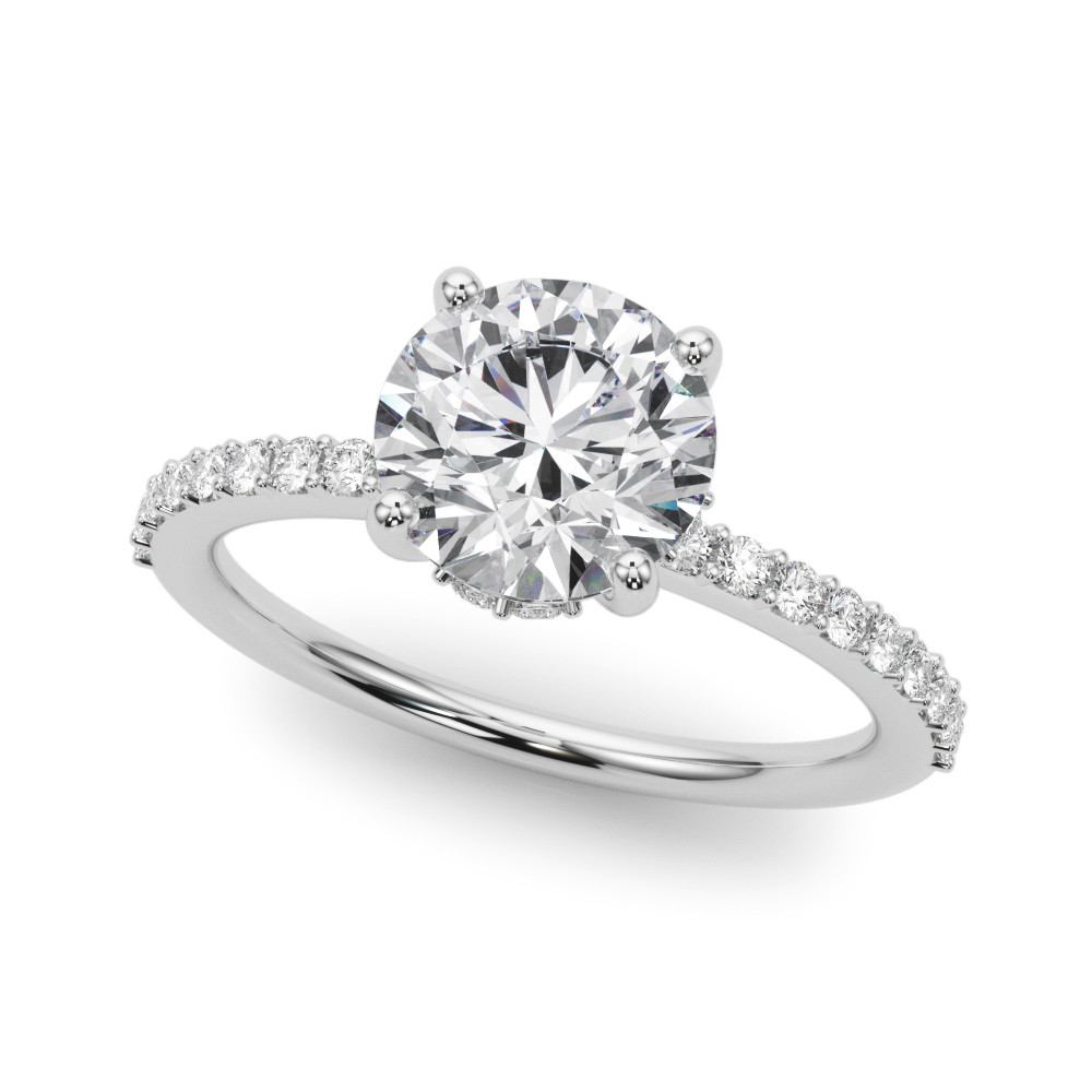 0.2 Ct Natural Round Cut Lyric Halo Diamond Rings in Silver 925