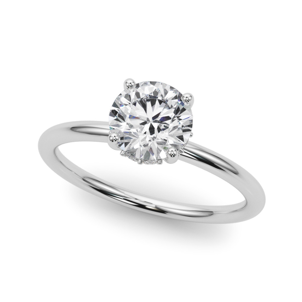 0.2 Ct Natural Round Cut Lexi Halo Diamond Rings in Silver 925